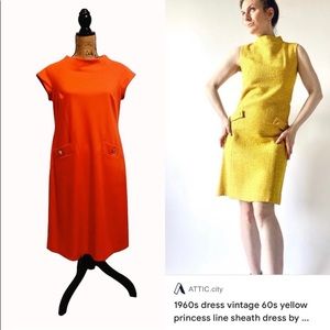 1960’s Vintage Inspired Jones NY Orange Sheath Dress Size 8